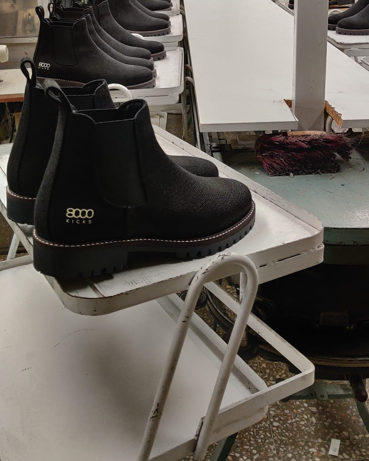 Hemp boots on the production line in Portugal