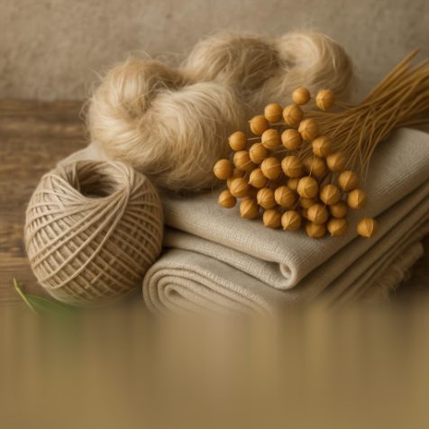 Natural raw materials: hemp yarn and linen fabrics